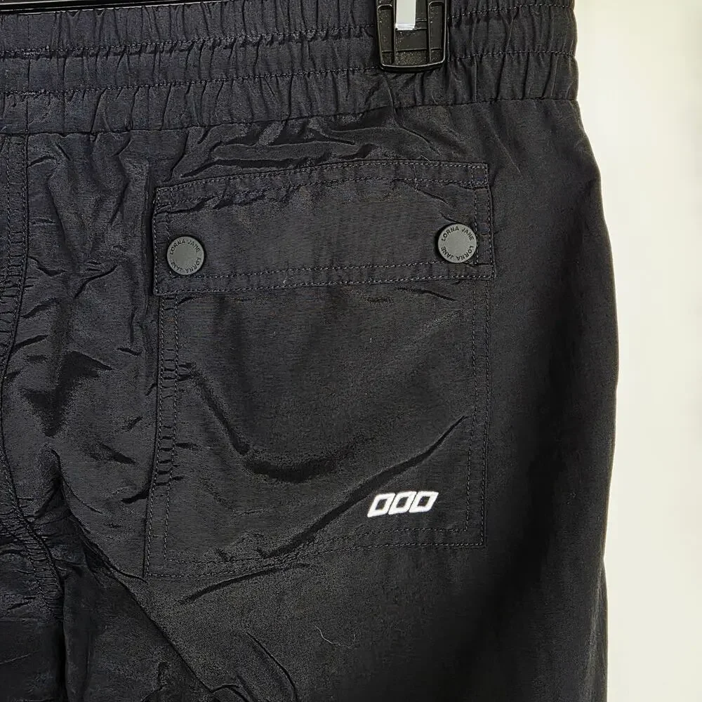 Lorna Jane Track Pants Large Black Drawstring Athletic Athleisure Y2K Gorpcore